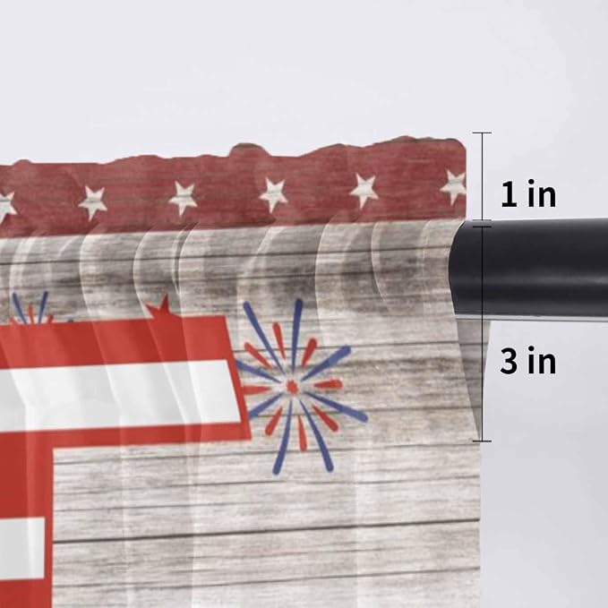 4th of July Sheer Valances for Windows 60"x18", Light Filtering Kitchen