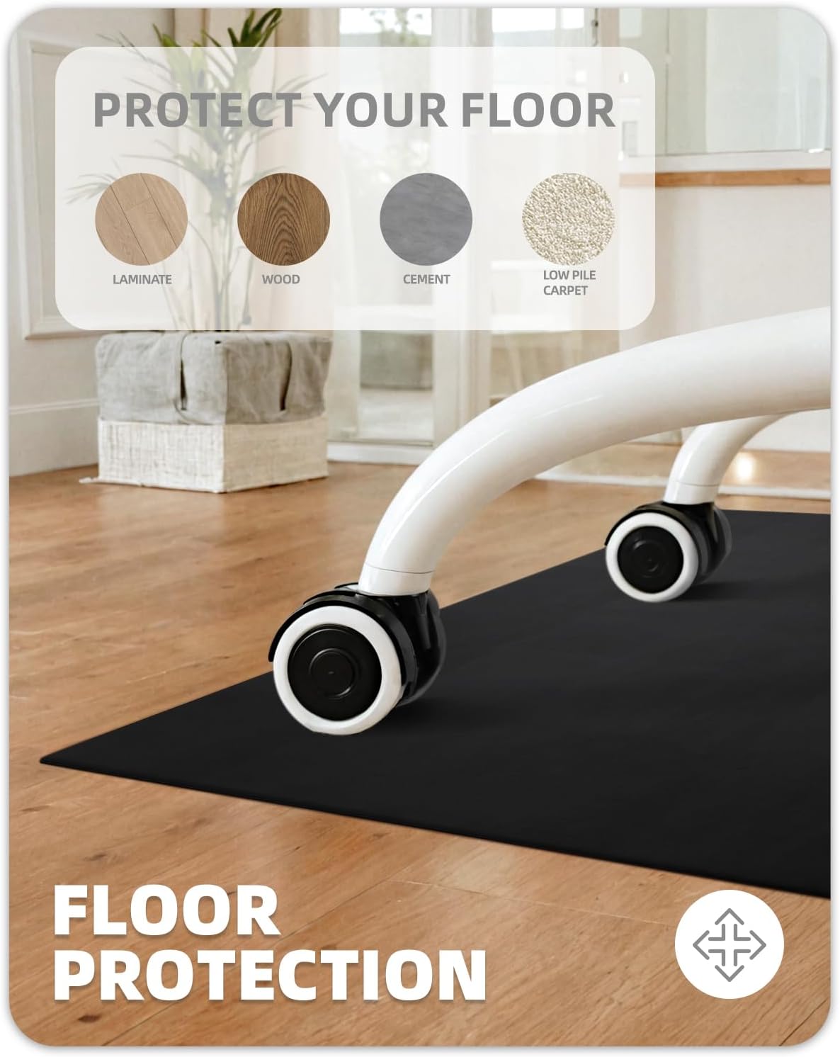 Color&Geometry Anti Scratch Ultra Thin Leather Chair Mat for Hard Floor Protection 36"x47"- Waterproof, Non-Slip, Noise Reduce, Easy Clean Home Office Floor Rug for Under Desk, Black (Rolled Packed)