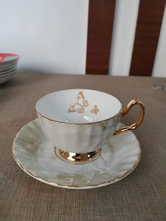 Bone China Cup and Saucer Set- Butterfly and Elegance