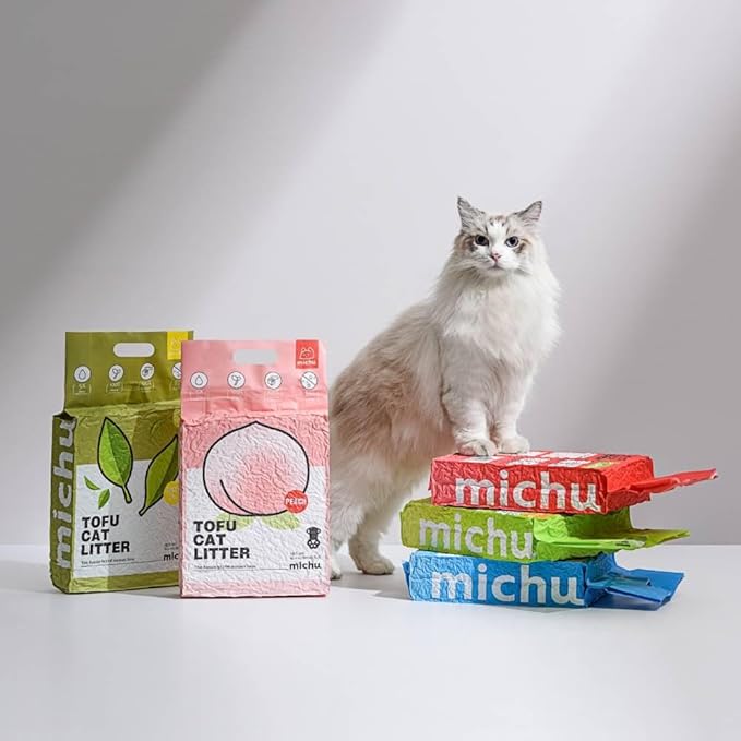 Tofu Cat Litter Natural Clumping Tofu Cat Litter, Fast Clumping and Easily Scoop-able 5.5lb/88oz 5 Scents - Greentea, 2 Pack