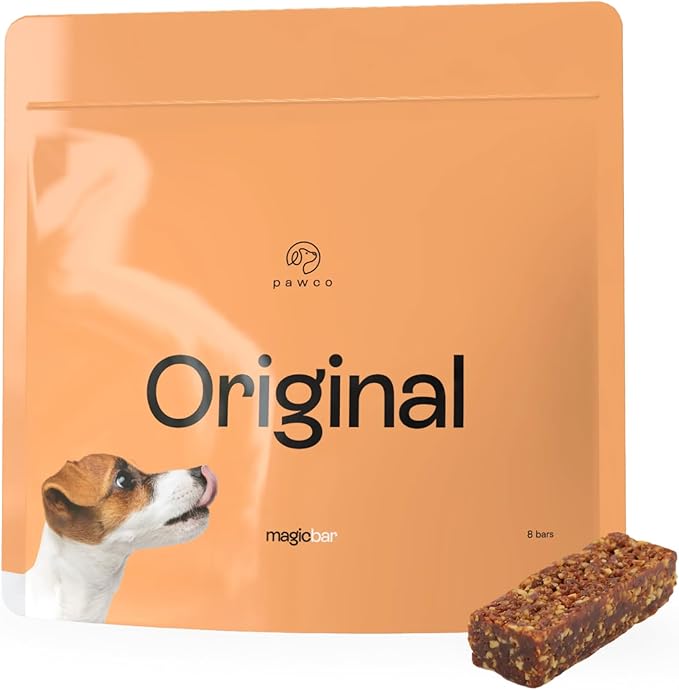 Pawco Magic Bar for Dogs – Supports Energy, Digestion & Overall Wellness – Soft, High-Protein Peanut Butter Bars with Pumpkin & Chicory Root – Pack of 8