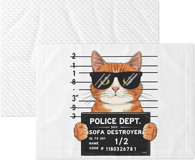Cat Holding Mugshot Sign Print Soft Plush Pet Blanket, Washable Dog Blanket, Cat Fleece Throw, Puppy Bed Crate Mat & Sofa Couch Protector - Large