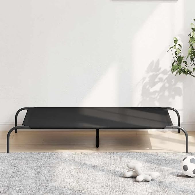 Elevated Dog Bed for Large Breeds, Raised Pet Cot with Breathable Oxford Fabric and Durable Powder-Coated Steel Frame, Indoor Outdoor Cooling Bed, Black, 51.2 x 31.5 in