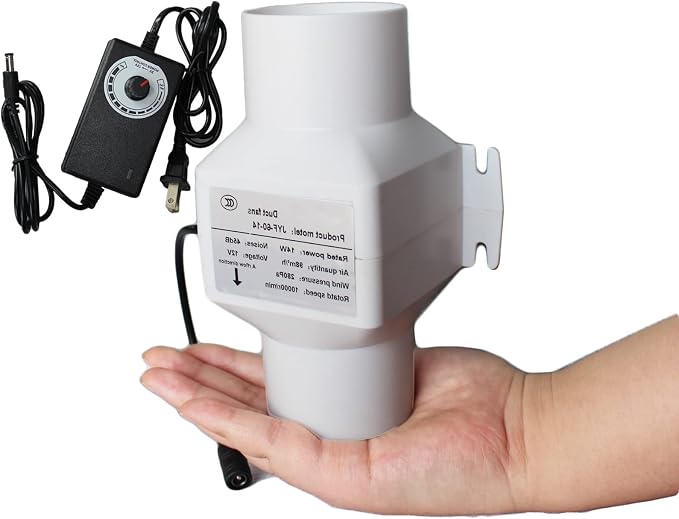 14W 2.3Inches Duct Inline Fan 60mm Mini Intake Fume Extractor Low Noise 57CFM