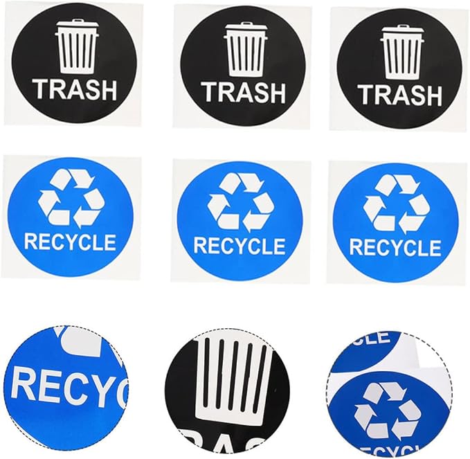 8pcs Trash Sorting Decals Self-Adhesive Waste Container Stickers