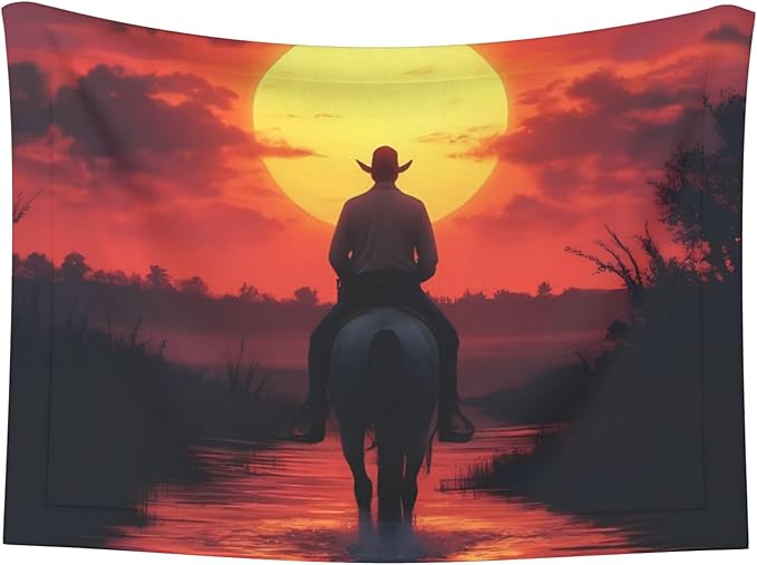 Waterproof Dog Blanket Soft Pet Blanket for Puppy Cat, Fleece Cat Throw Blankets for Furniture Bed Couch Sofa Reversible - Sunset River Western Cowboy