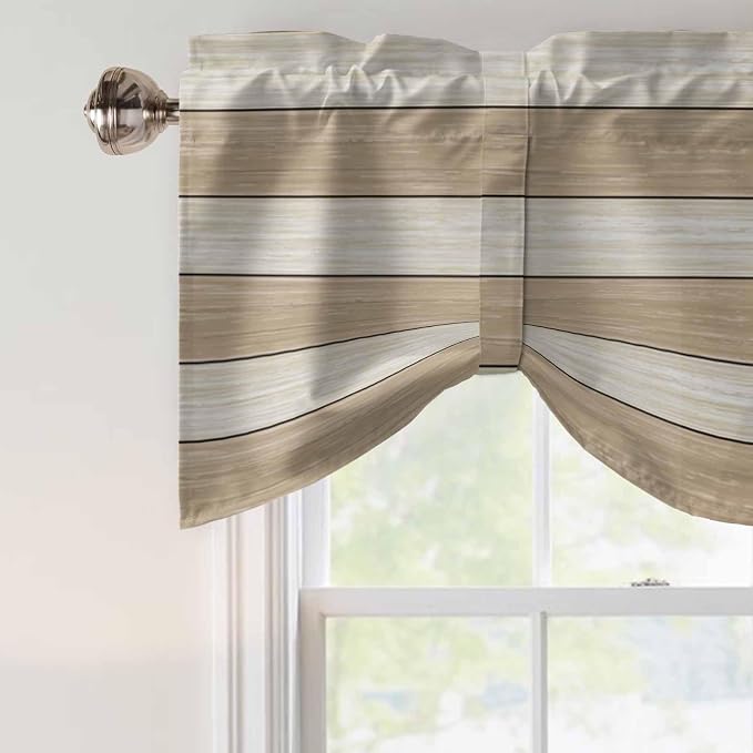 Brown Ombre Wooden Tie Up Valance Curtains
