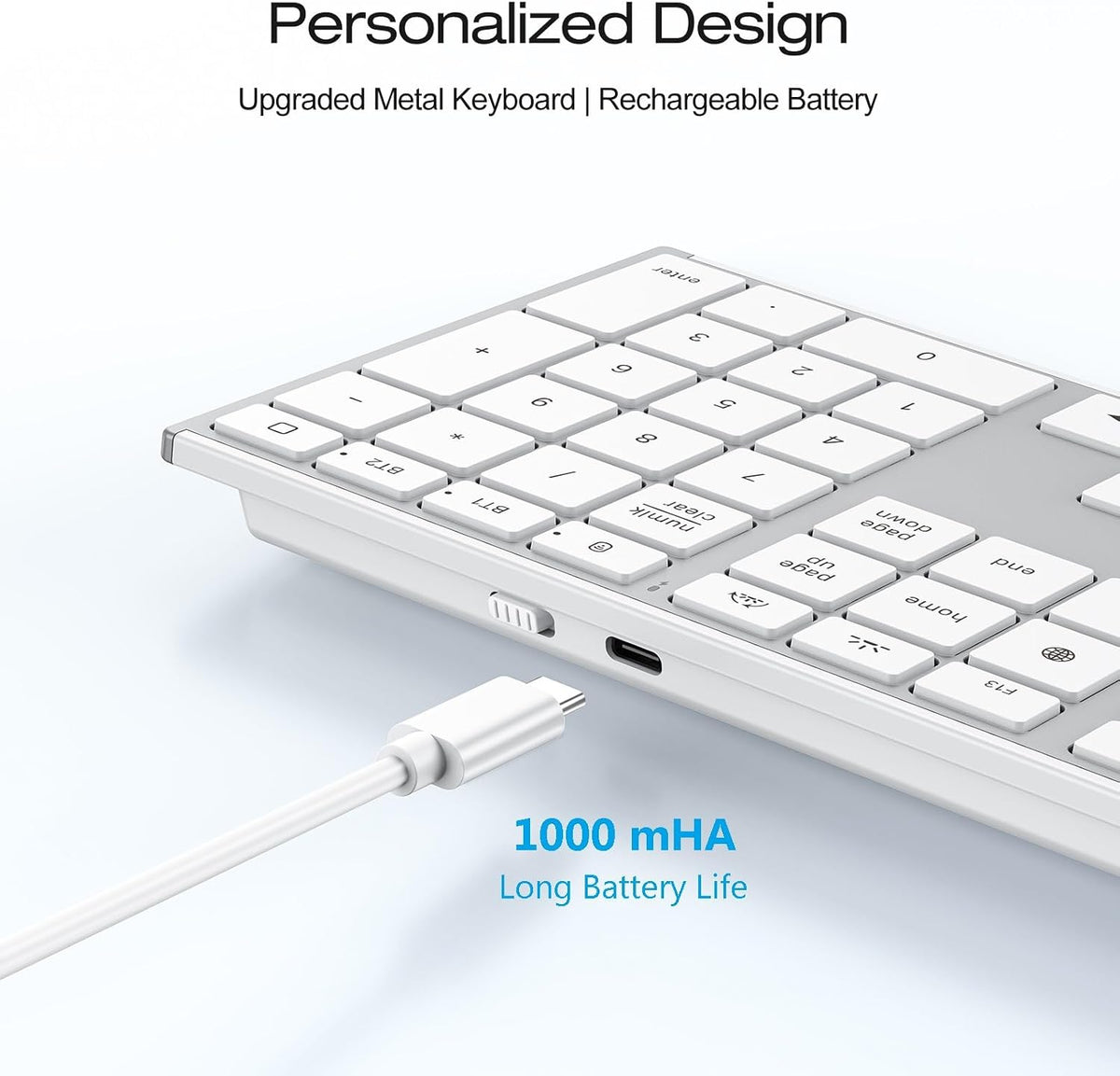 OMOTON 2.4G & Dual Bluetooth Wireless Keyboard for Mac, 7 Color Backlit