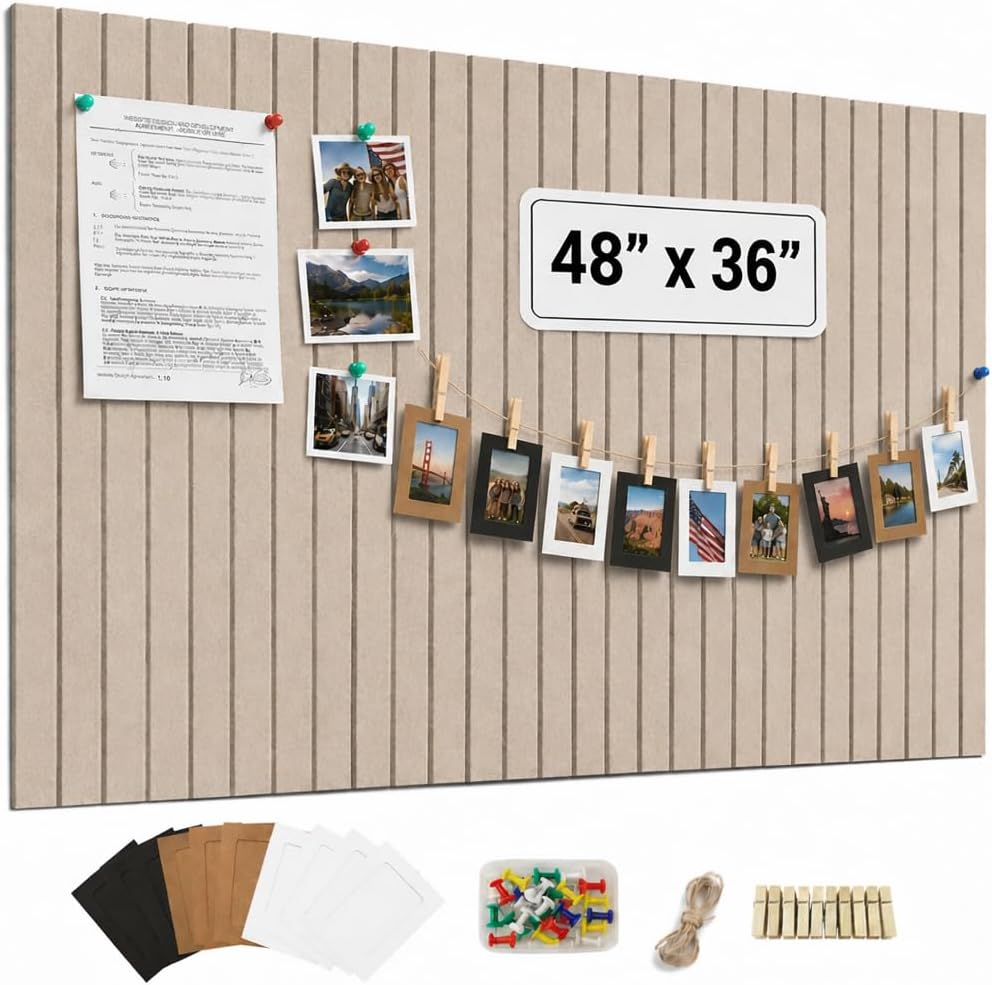 48" x 36" Large Felt Bulletin Board Tiles 12 Pack Corkboard Taupe