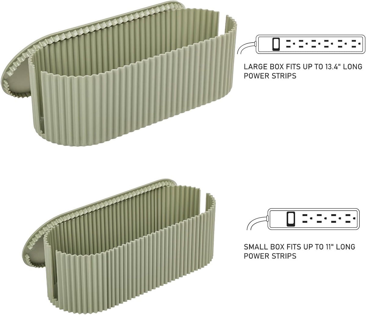 FABROK 2 Pack Cable Management Box, Cord Hider Box, Green, Small+Large