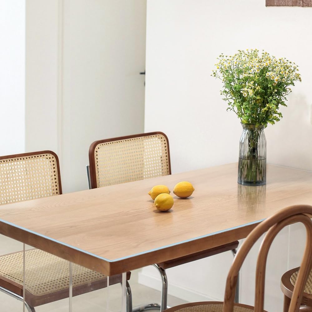 Kasepie Clear Table Protector 42x72 Inch, 2mm Thick PVC Table Cover for Kitchen & Dining Room, Scratch-Resistant Waterproof Desk Mat - Rectangle Plastic Tabletop Cover