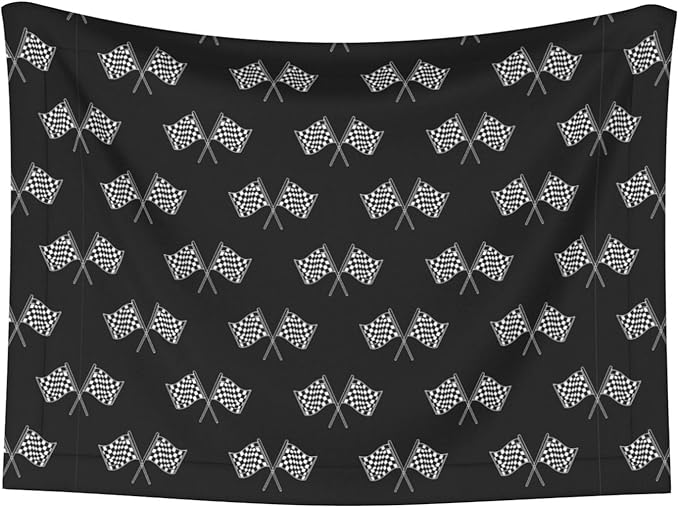 Double Sided Plush Pet Blanket for Small Large Animals, Checkered Racing Flag Black and White, Reversible Throw with Dimpled Dot Side and Flat Side for Kennels Living Rooms