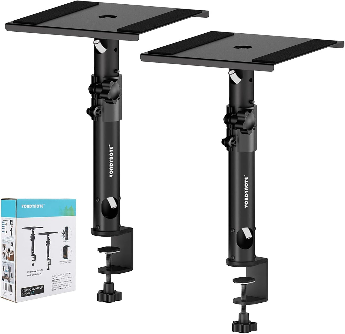 Vondynote Studio Monitor Stands Desk Clamp Speaker Stands with Cable Hole