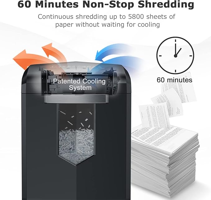 Bonsaii Paper Shredder, 18-Sheet 60-Minutes Shredder for Office Heavy Duty Cross-Cut Shredder with 6 Gallon Pullout Basket 4 Casters(C149-C)