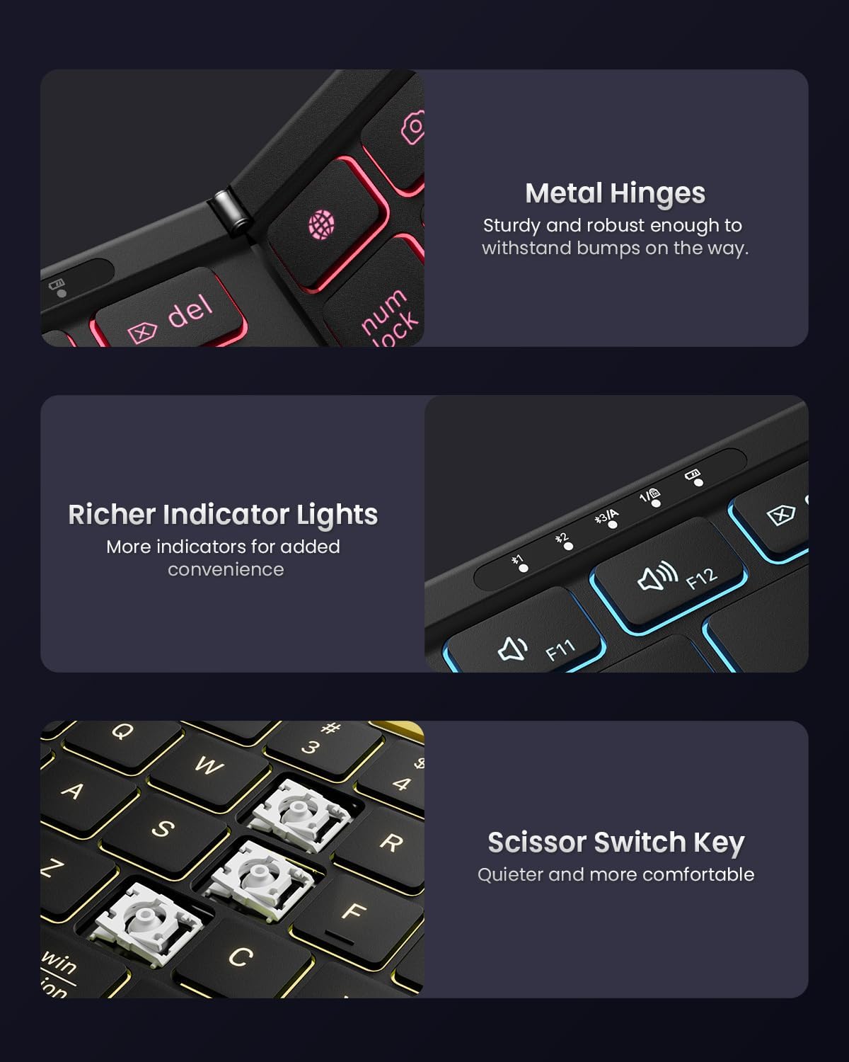 Samsers Full-Size Backlit Foldable Bluetooth Keyboard with Numeric pad