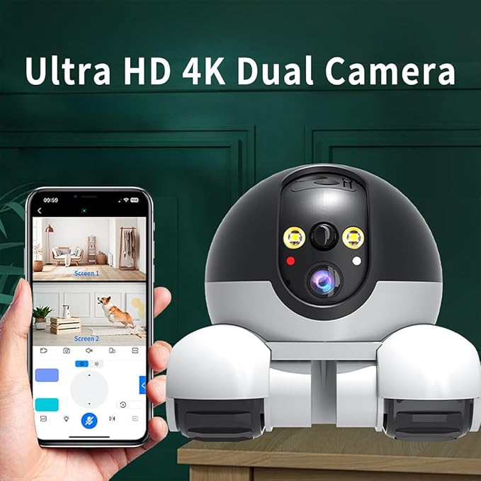 Pet Cameras Indoor with Phone App, 1080p Dual Lens, P 360°/T 90° Rotation Monitoring, 2-Way Talk, Night Vision, Motion Detection, Video Recording (WiFi, Camera only)