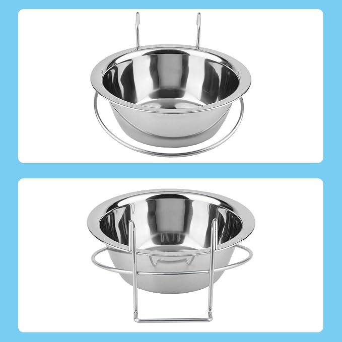 Hypeety Stainless Steel Food Water Cup with Bolt Hooks for Pet Bird Crates Cages Coop Dog Cat Parrot Bird Rabbit Pet (Medium,13cm)
