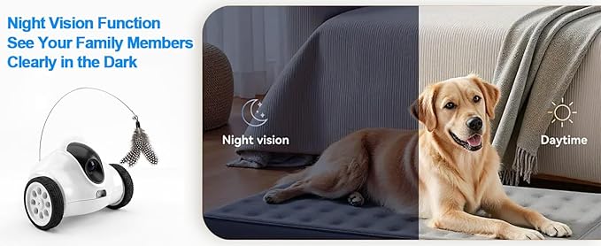 Pet Robot Camera,Movable Robot Pet Cam Indoor with Phone APP,Long Distance on Wheels,Home Security Robot 720P Cat Camera Night Vision,2-Way Talk WiFi Cam Pet with 2.4G