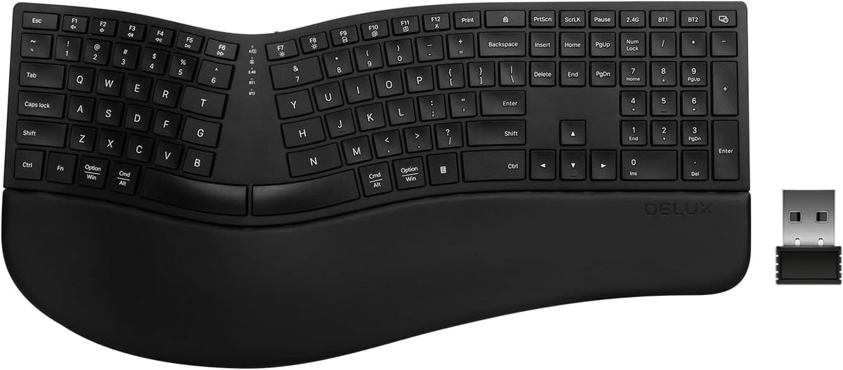 DELUX Ergonomic Wireless Keyboard, Ultra-Thin Split Ergo Keyboard (GM909)