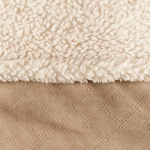 Orvis ComfortFill-Eco Fleece Wraparound Dog Bed - Soft Dog Beds with 360-Degree Support for Small, Medium, Large Dogs, Khaki - S