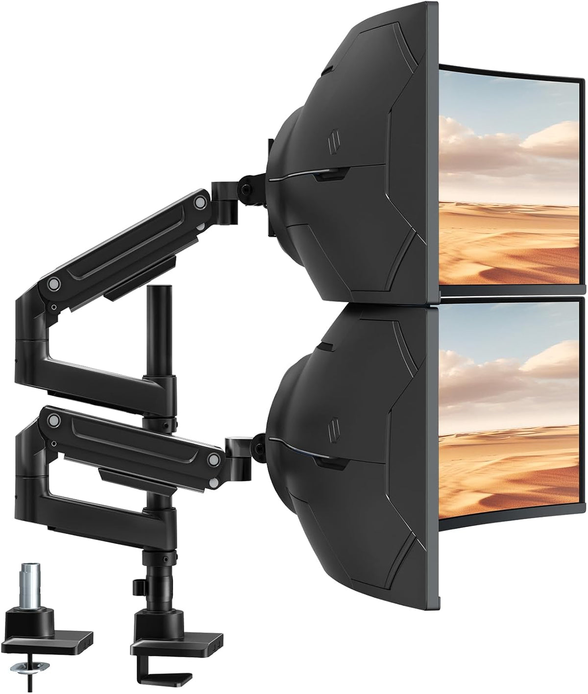 Heavy Duty Dual Monitor Arm for 17-49" Screens, Vertical Stack, 44lbs