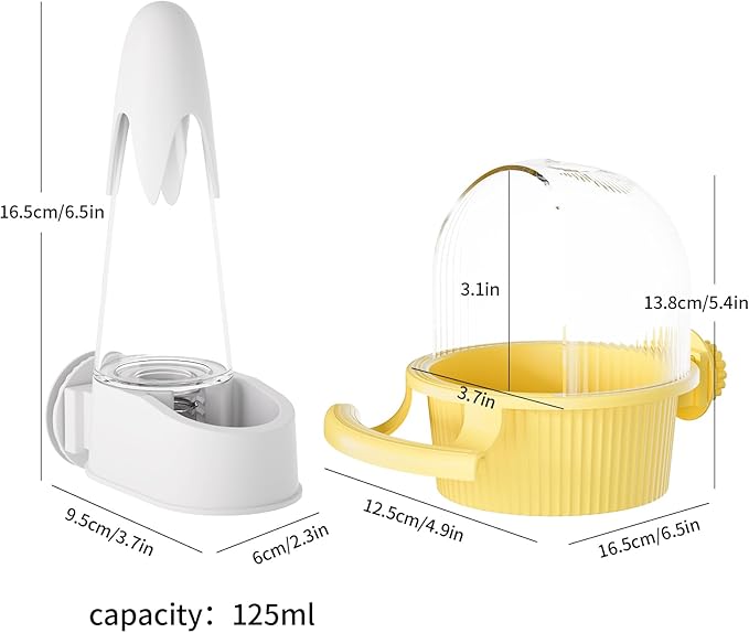 No Mess Bird Feeder Water Dispenser Set, Automatic Hydration, Bird Cage Accessories for Cockatiels Parrots Lovebirds Canarys Finches Budgies and Other Small to Medium Sized Birds (Pink + White)