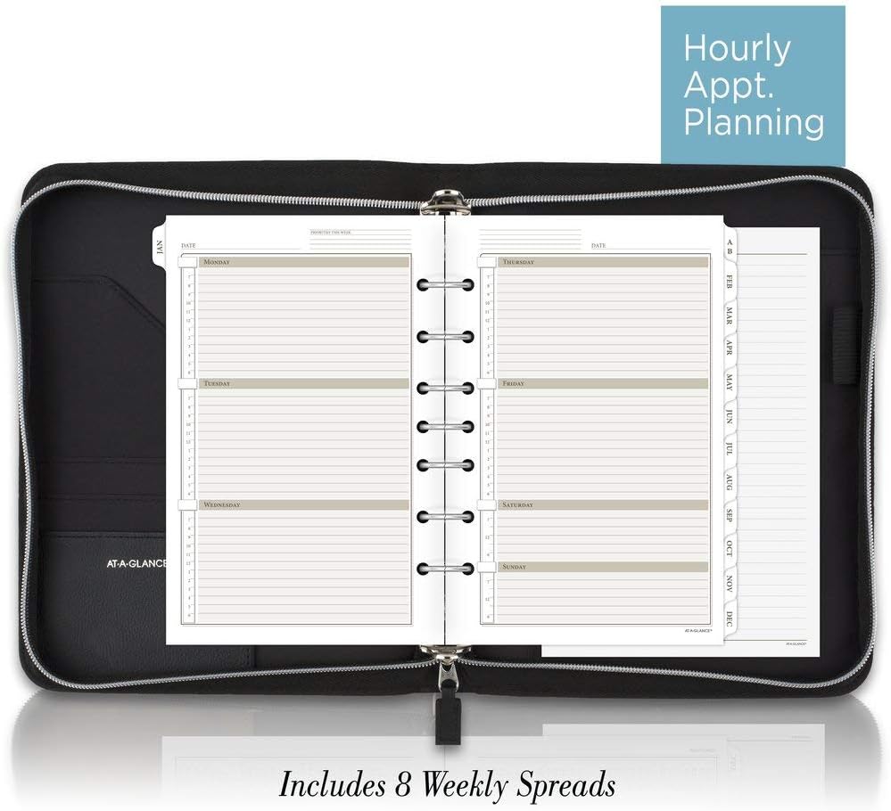 AT-A-GLANCE Textured Faux Leather Undated Starter Set, Desk Size, Black (031-0340-05)