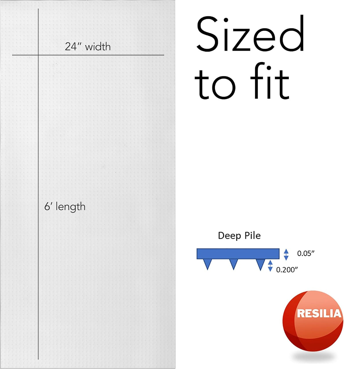 RESILIA Industrial Deep Pile Carpet Runner - Crosshatch Pattern Non Slip Carpet & Rug Protector Mat, Waterproof Clear Plastic Vinyl Floor Covering, 24 Inches Wide x 6 Feet Long, Made in The USA