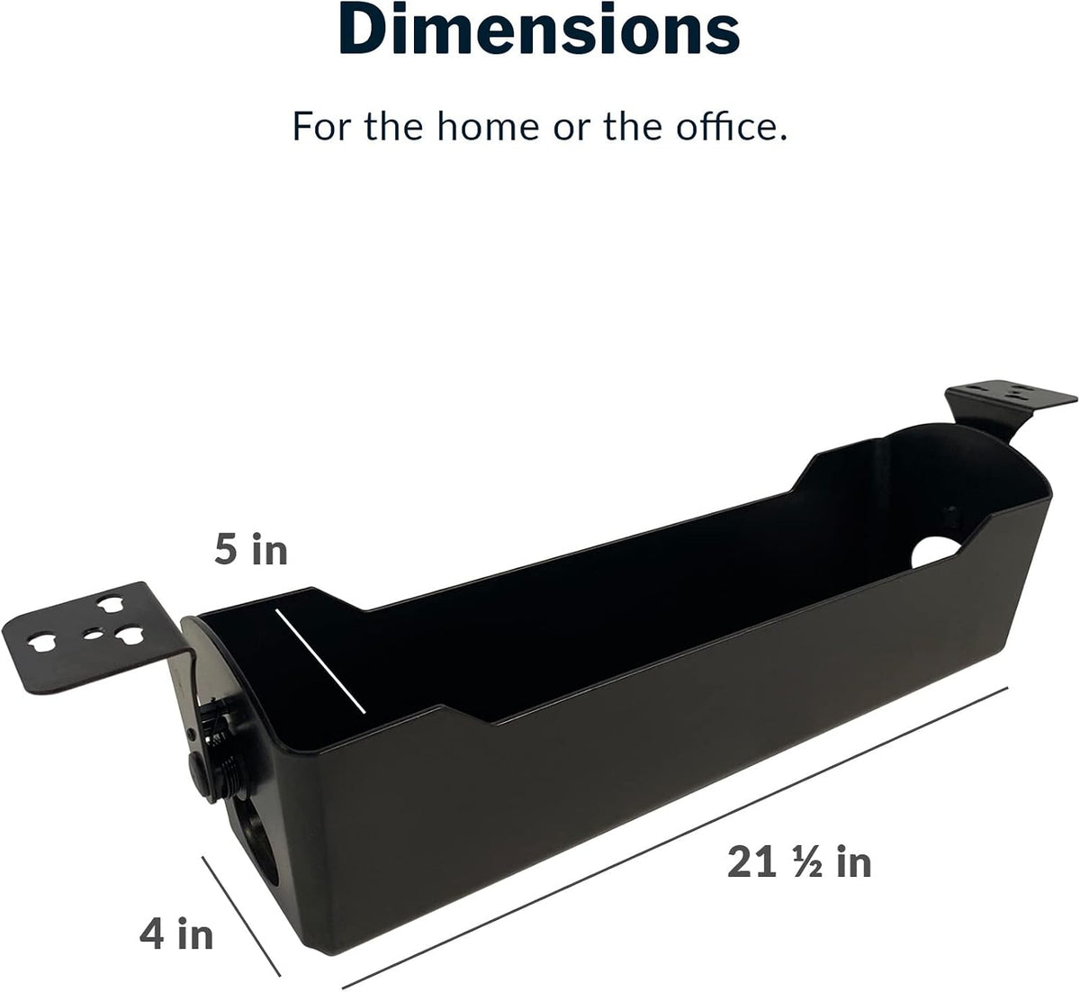 Vari Cable Management Tray - Under Desk Cord & Wire Organizer - Ideal for Home Office Sit Stand Desks - Fits Adjustable Electric Standing Desk 48x30, 60x30, 60x24, 72x30 - Easy Assembly (Black)