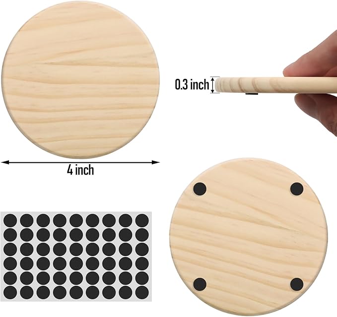 12 Pack 4 Inch Unfinished Round Wood Coasters