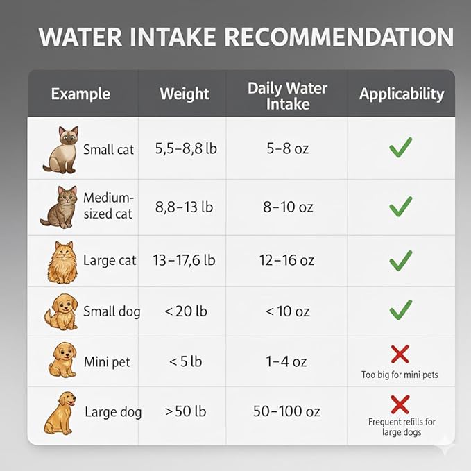 LucidShine 108oz/3.2L Stainless Steel Cat Water Fountain with 12 Filters (up to 1-Year Supply), Large Capacity Dog Water Fountain, Ultra Quiet Automatic Metal Pet Water Dispenser
