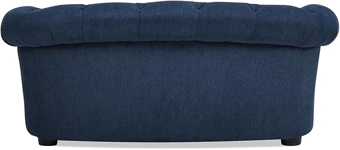 36.5" Chesterfield Dog Sofa Bed, Polyester Upholstered Pet Couch with Tufted Back, Foam Filled Dog Bed for Living Room or Bedroom, Medium Size, Blue