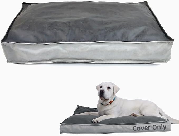 Dog Bed Cover, Comfortable and Quiet Dog Bed Covers for Pet Mat Bed,Washable Removable Cover，Faux Leather Pet Nest, 44" L x 32" W x 4" H，Cover Only