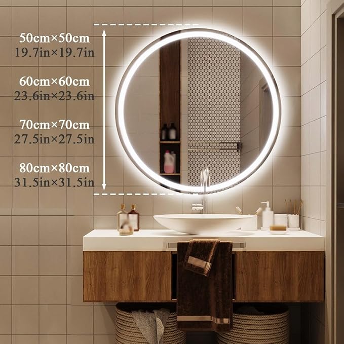 LTSRLL Frameless Illuminated LED Bathroom Wall Mirror