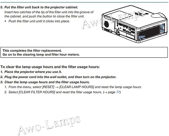 AWO ET-RFL300 Replacement Projector Air Filter