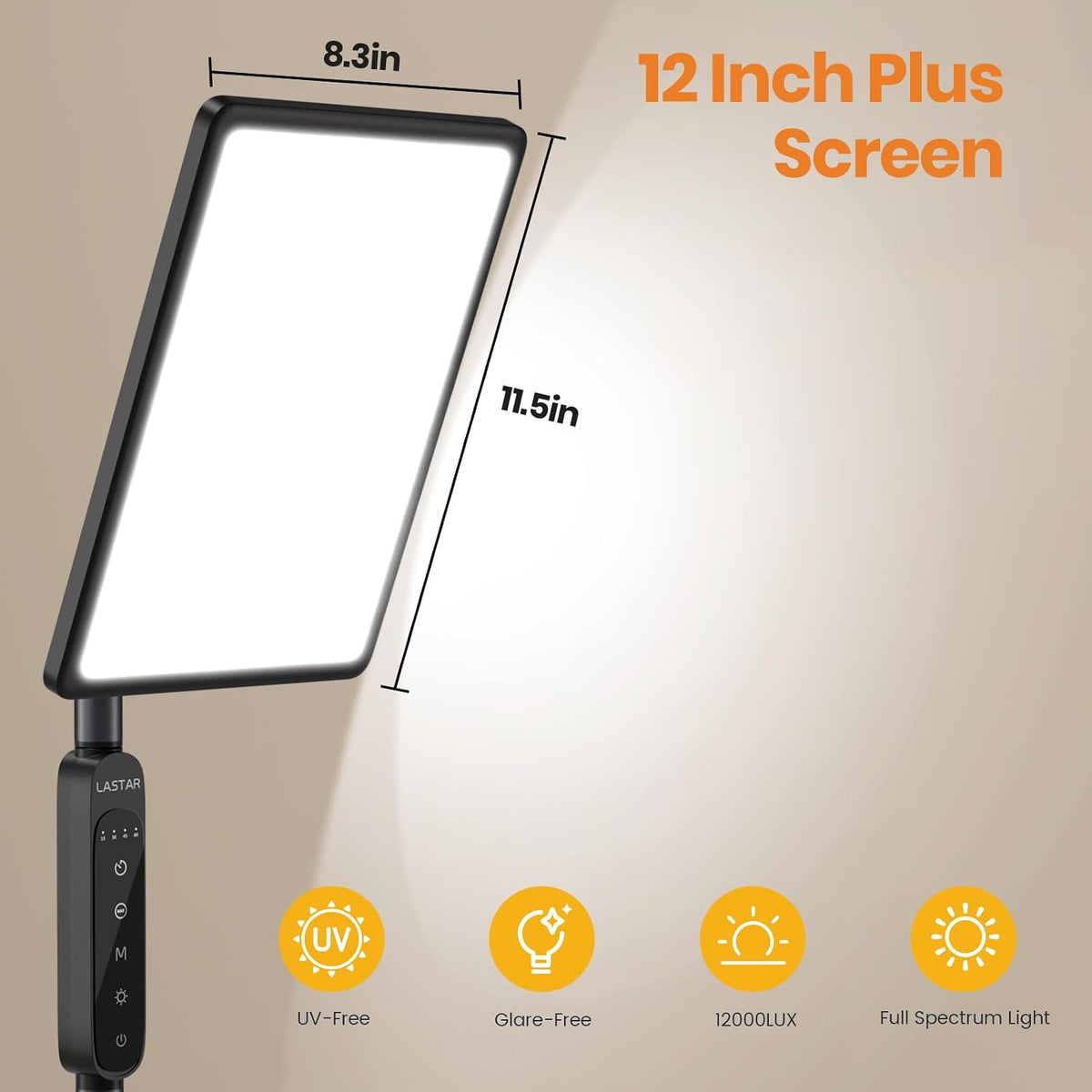 LASTAR Light Therapy Lamp, 12000LUX Therapy Light UV-Free &Full Spectrum