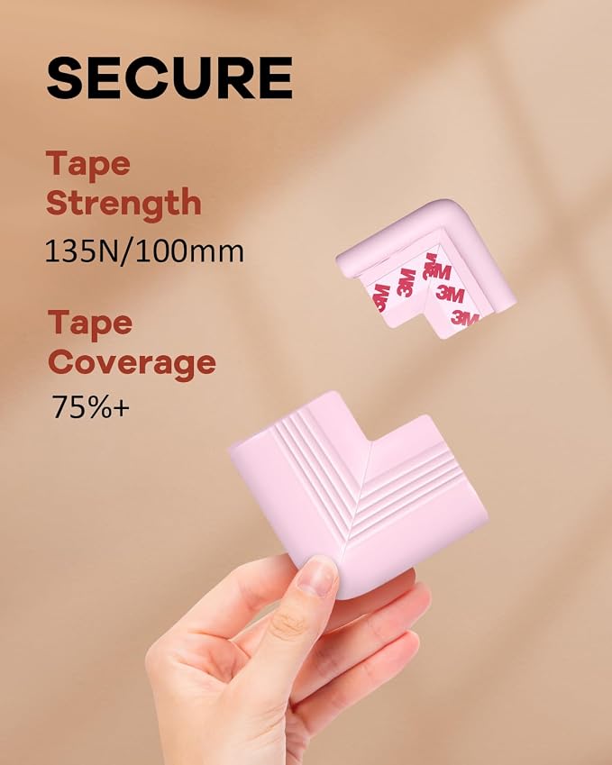 Baby Proofing Corner Guards 16 Pack Pink, Extra Thick Foam Edge Protectors