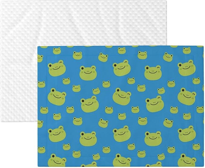 Reversible Plush Throw for Dogs and Cats, Colorful Pattern Adorable Frog Face Pattern, Double Sided Blanket with Nubby Dot Side and Sleek Side Ideal for Cuddling Nesting Security