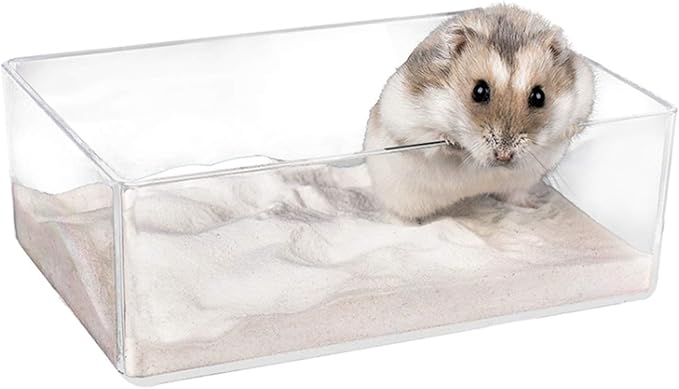 Cumuiu Hamster Sand Bathroom Clear Acrylic Toilet Tray Bathroom for Hedgehog Squirrel Hamster Guinea Pigs and Small Animal (Large)