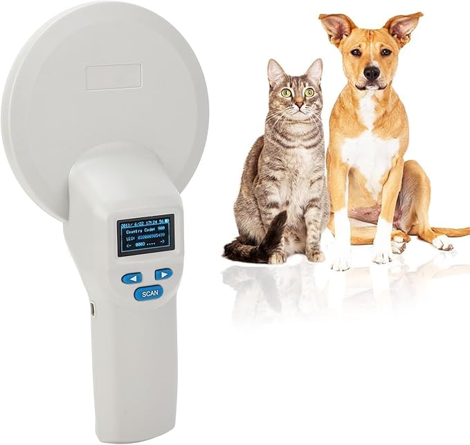 Pet Microchip Scanner with Bluetooth,Large OLED Display Bluetooth USB Connection Animal Tag Reader with Storage, Portable for Animal Management Railway Inspection
