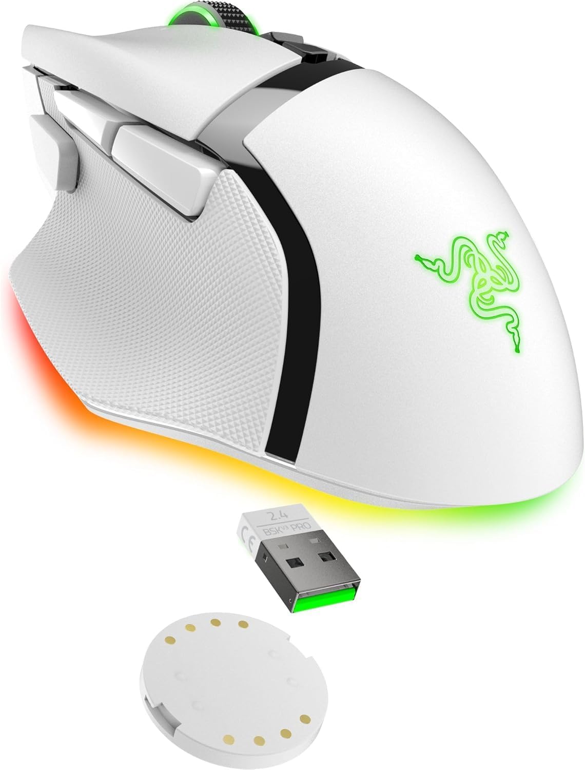 Razer Basilisk V3 Pro Customizable Wireless Gaming Mouse, 2.4Ghz, White