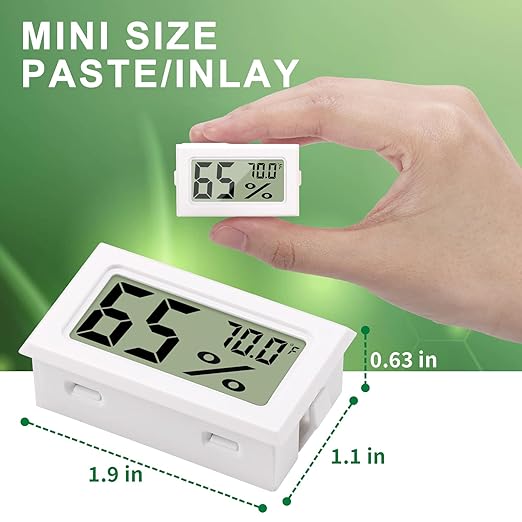 4-Pack Mini Hygrometer Indoor Humidity Meter, Digital Humidity Gauge Indoor Thermometer (℉) for Home, Office, Reptile, Car, Greenhouse, Lab, Terrarium, Cellar, Humidors A02 White