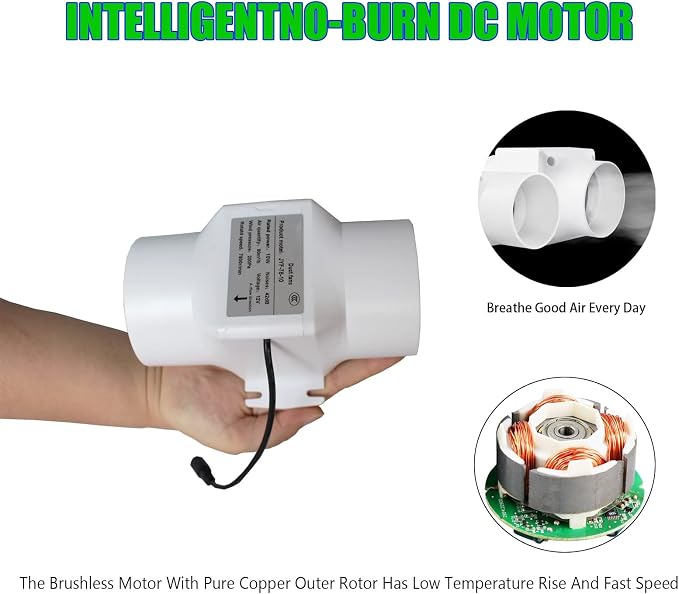 14W 2.3Inches Duct Inline Fan 60mm Mini Intake Fume Extractor Low Noise 57CFM