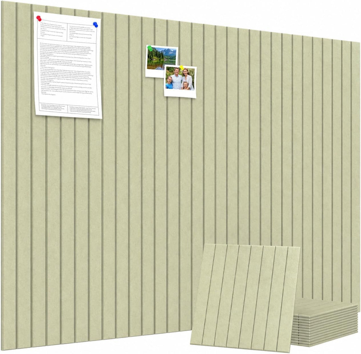 48" x 36" Large Felt Bulletin Board, Eight-Stripe Sage