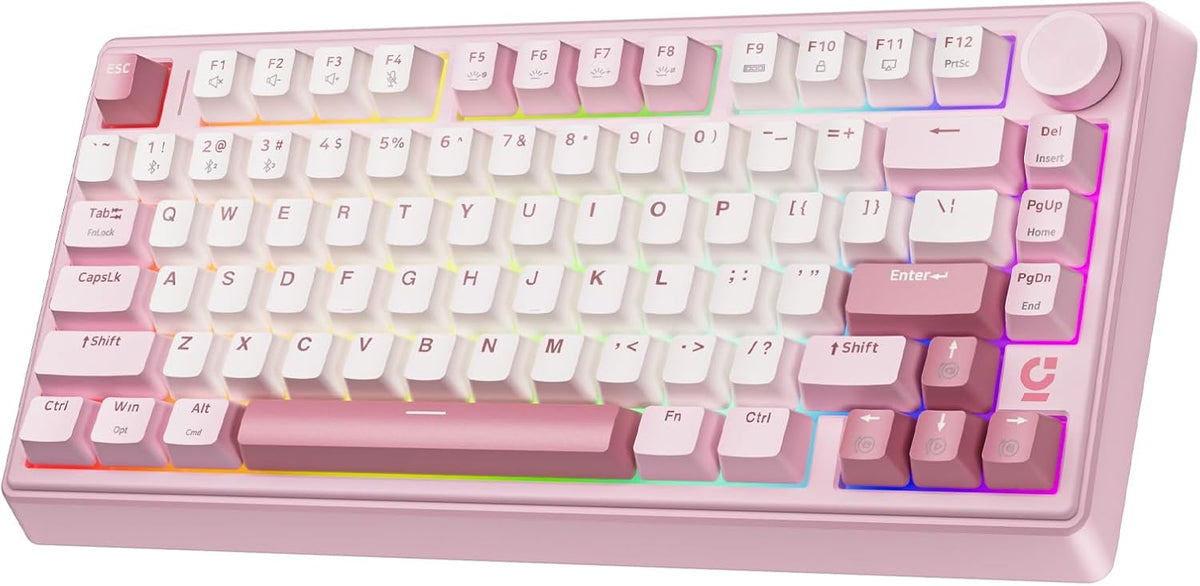 wegear 75% Compact Mechanical Keyboard with Knob for PC/Mac/Laptop-Pink