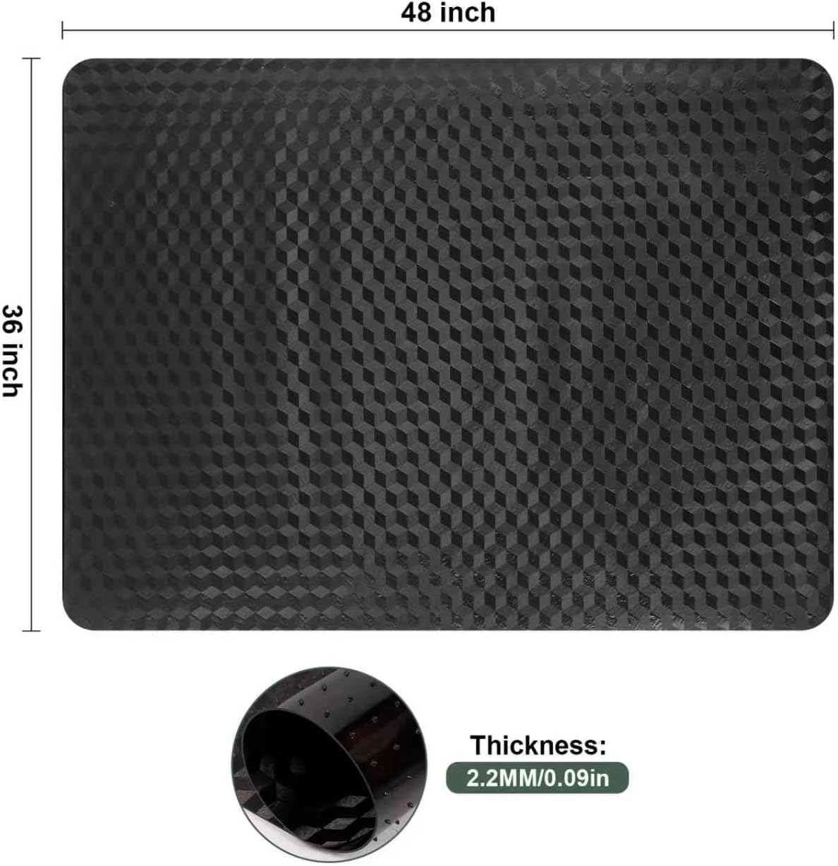 Office Chair Mat for Carpet - 36"x48" Heavy-Duty Protection for Low Pile Carpets - Not Suitable for Hardwood Floors,Black