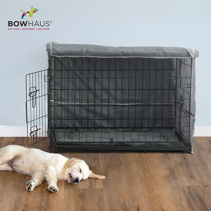30-Inch Single Door Dog Crate Kit Includes Crate Cover and Soft Dog Bed, Indoor Dog Cage with Leak-Proof Pan, Foldable Wire Metal Dog Kennel for Small, Medium Dog