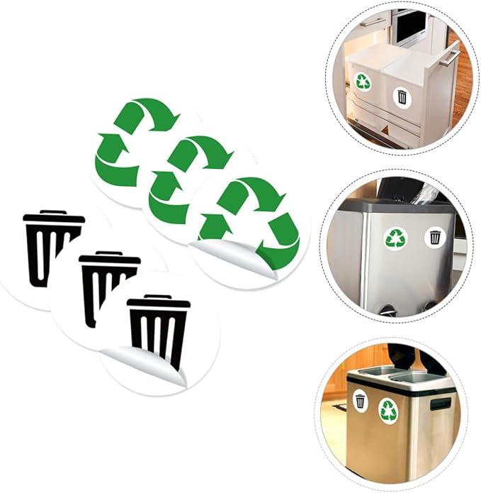 Garbage Sorting Stickers Set 6 Self-Adhesive Waste Classification Labels
