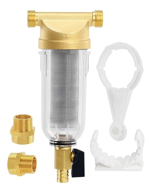 Spin Down Sediment Filters, 40-50 Micron Reusable Water Prefilter System