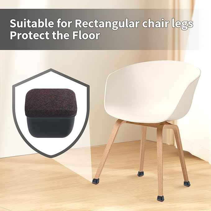 Ezprotekt 16 Pcs Rectangle Black Felt Chair Leg Floor Protectors